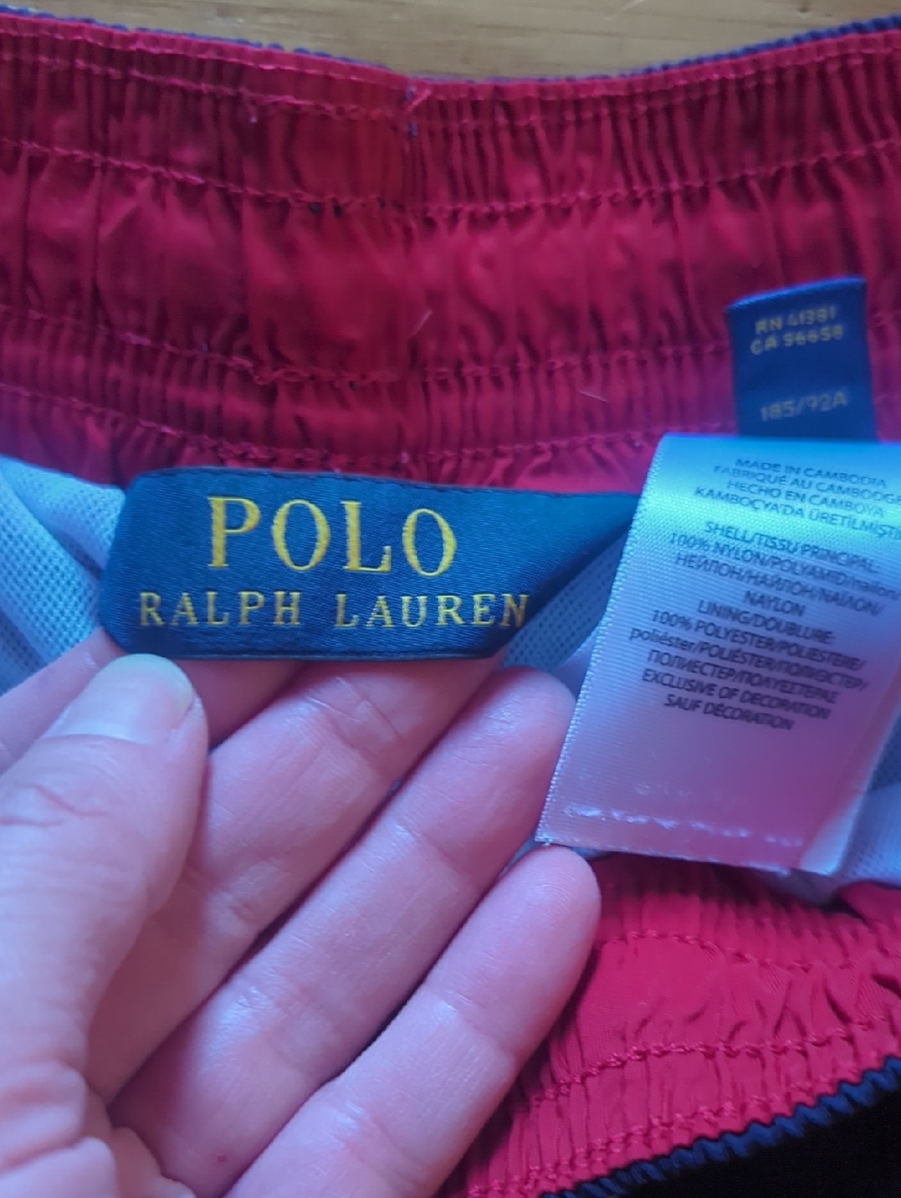 Polo by Ralph Lauren Navy Swim Trunks with Red Accents - Picture 9 of 10